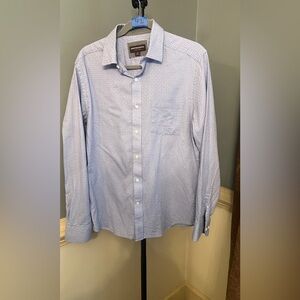 Johnston & Murphy Light Blue Checkered Button Down Shirt